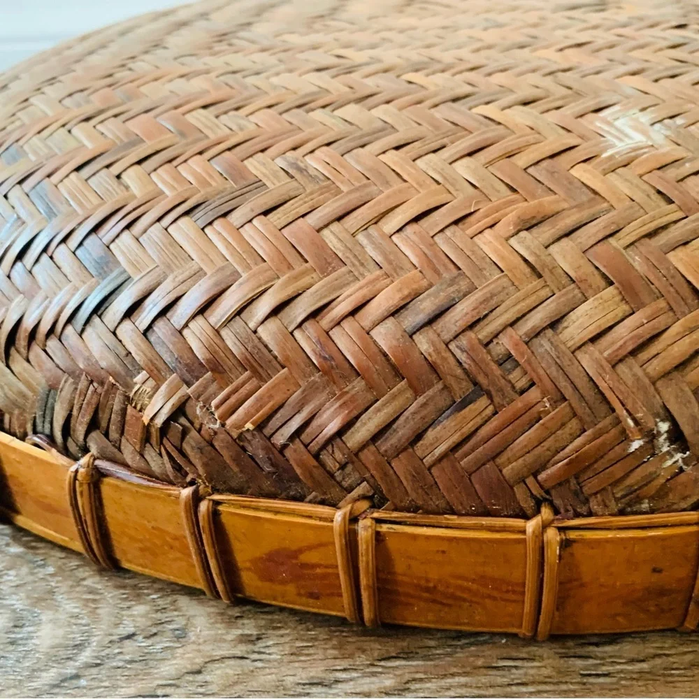Round rattan set of 3 trays